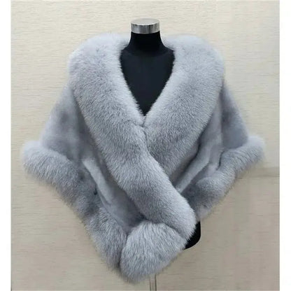 Fur Shawl Autumn Winter Faux Mink Fox Fur Cloak Coats Jacket