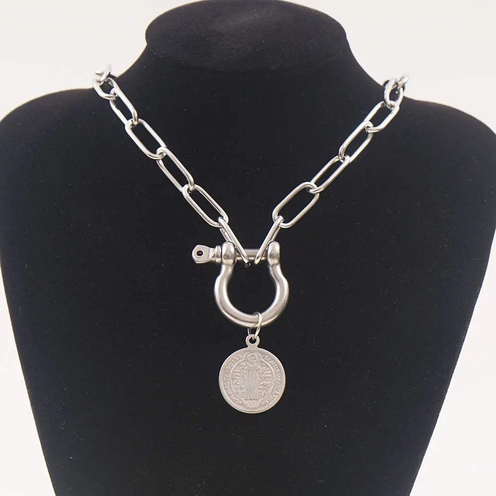 Stainless Steel San Benito Gold/Silver Choker Collar Necklace
