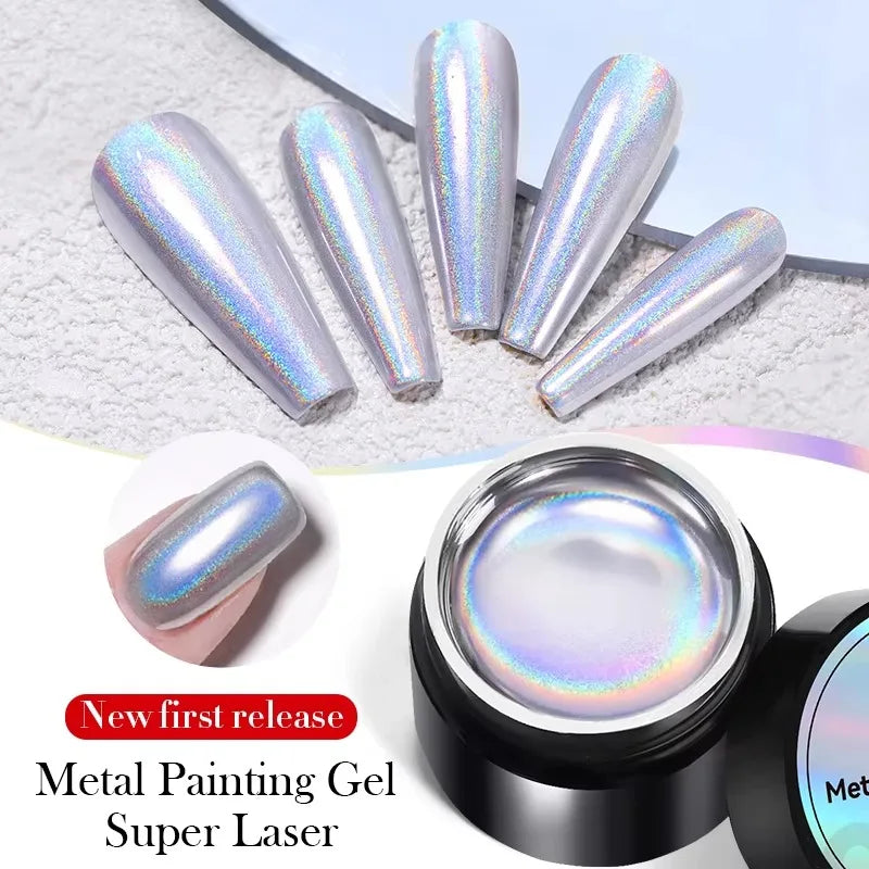 5ml Super Sparkling Painting Gel Nail Polish Platinum Silver Gold Rose Glitter