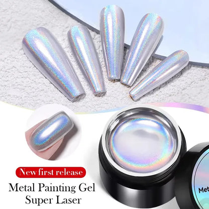 5ml Super Sparkling Painting Gel Nail Polish Platinum Silver Gold Rose Glitter