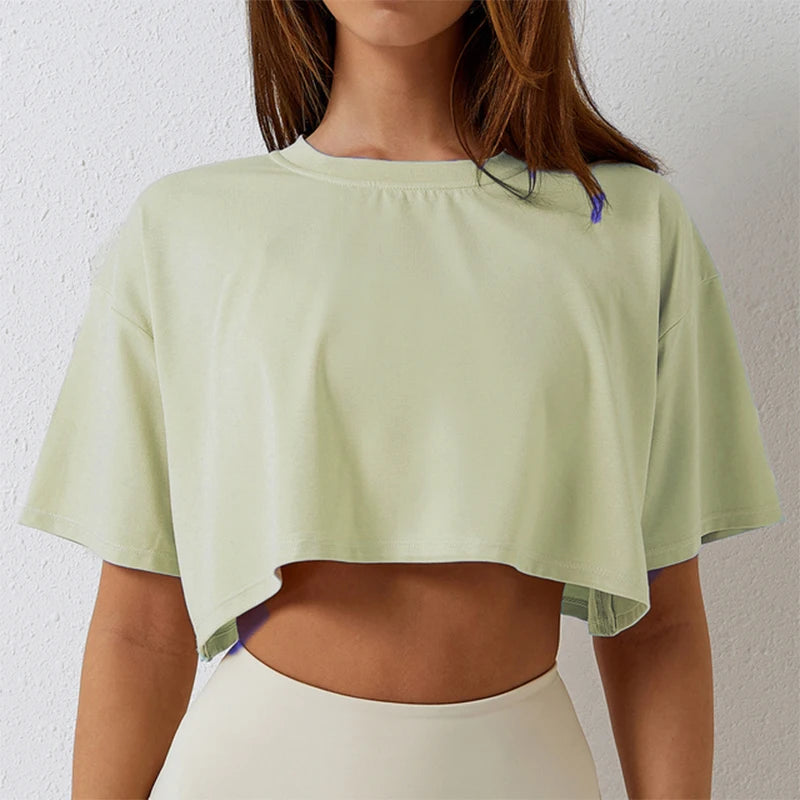 Cotton Short Sleeve Yoga Fitness T-shirt
