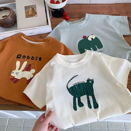 Printed Cartoon Short Sleeve Tops Tees Wear Casual T-shirt