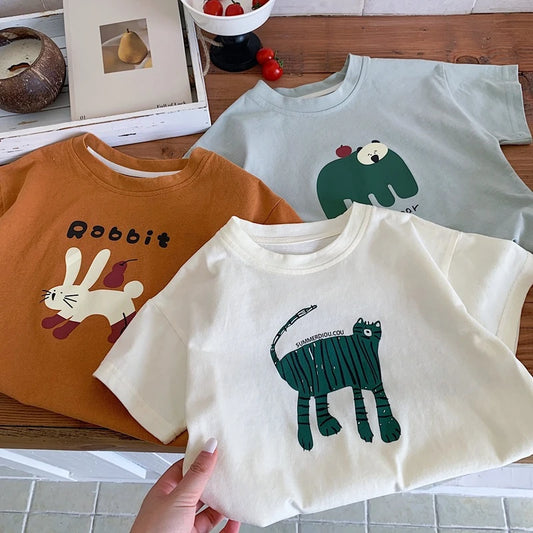 Printed Cartoon Short Sleeve Tops Tees Wear Casual T-shirt