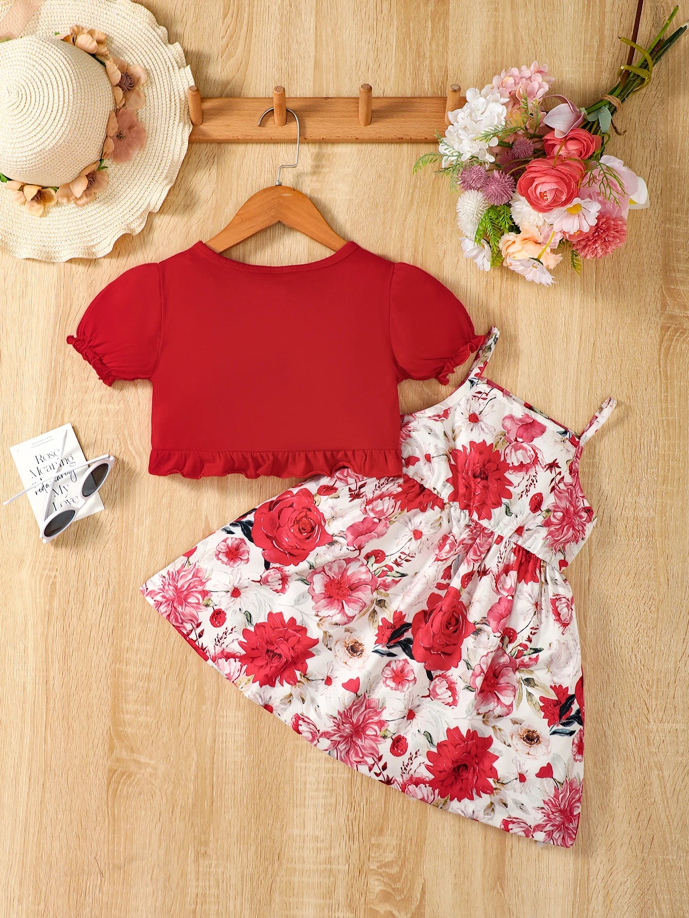 Hanging Strap Flower Bow Skirt Dress