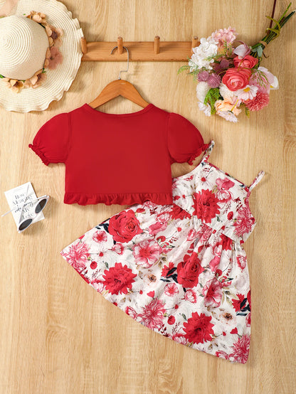 Hanging Strap Flower Bow Skirt Dress