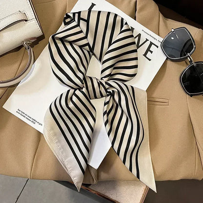 Luxury Silk Square Scarf Soft Satin Horse Hairband Hijab Headband Shawl