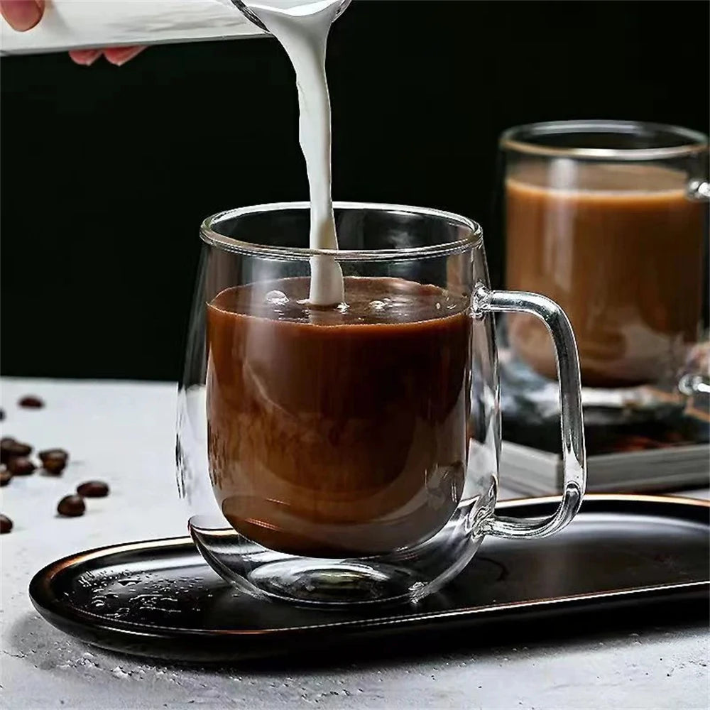 1pc Double Wall Glass Coffee Cup Glass Mug