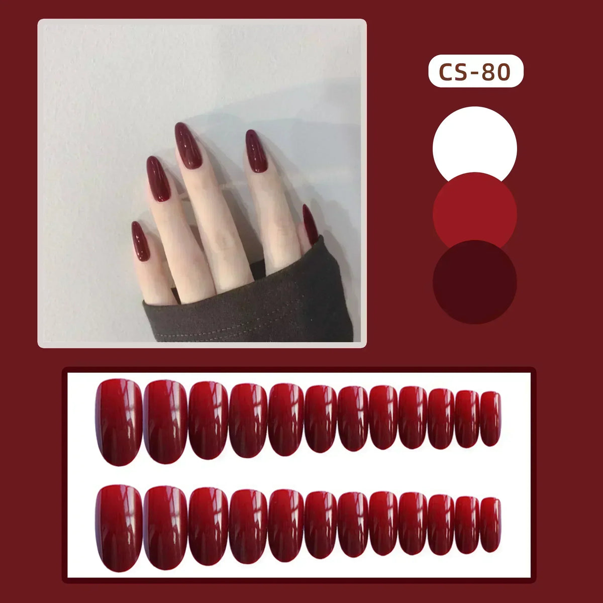 24pcs/Box Long Coffin False Nails Art Rose with Glue Wearable Jelly Nails