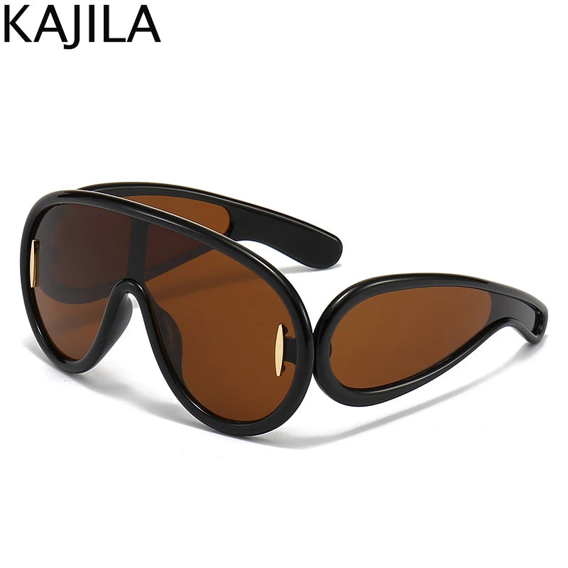 Oversized Wave Mask Luxury Steampunk Sunglasses