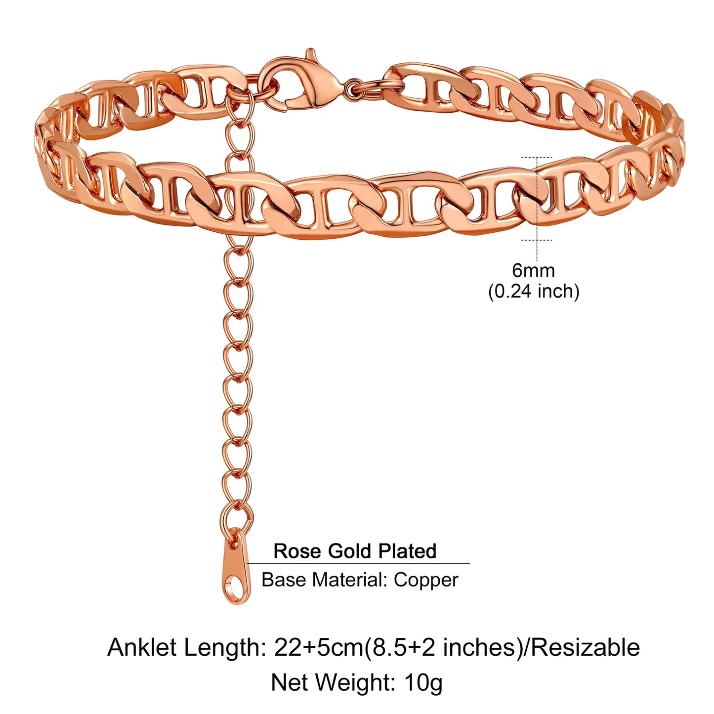 U7 Ankle Cuban Link Snake Figaro Bracelets