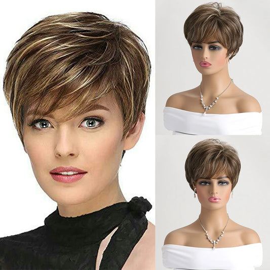 Brown Short curly hair Wig
