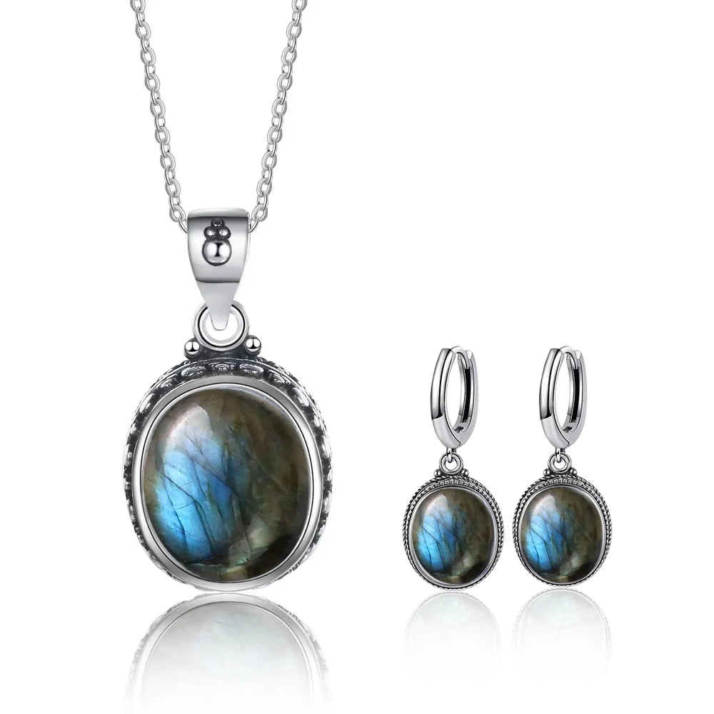 925 Sterling Silver Natural Labradorite Earrings