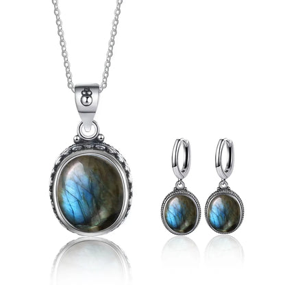925 Sterling Silver Natural Labradorite Earrings