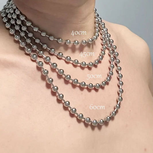 6/8/10mm Stainless Steel Ball Chain Layering Necklace