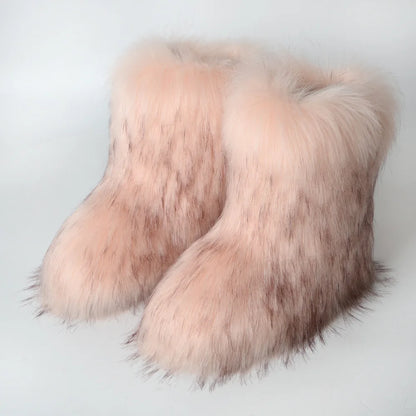 Snow Luxury Furry Faux Fox Fur Boots