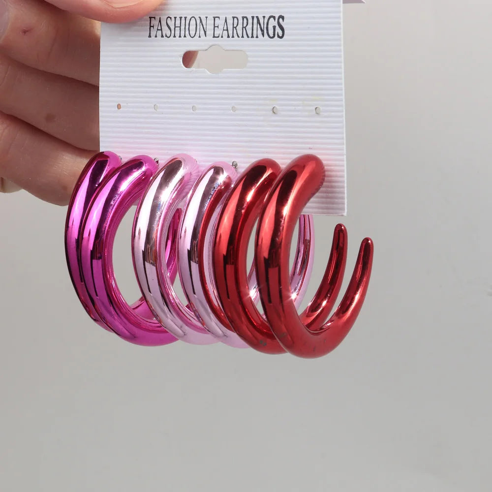 FishSheep Trendy Acrylic Geometric Circle Hoop Earrings Set