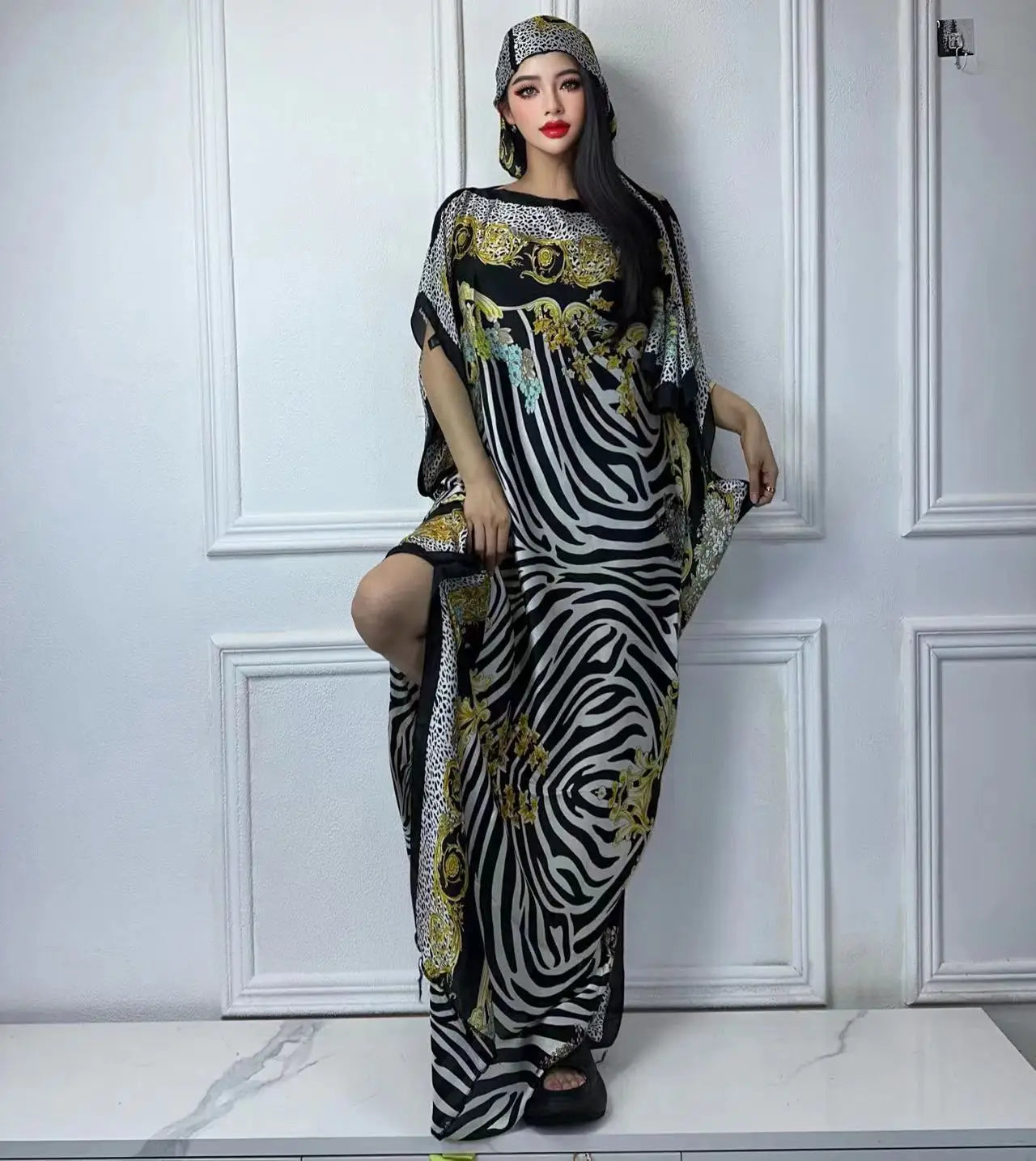 African Muslim Lady Summer Boho Kaftan Dress
