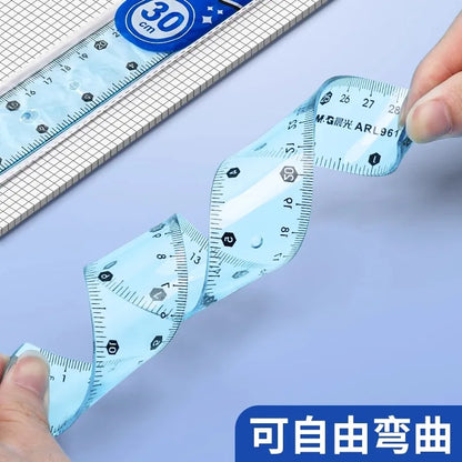 15/20/30 cm Transparent Soft Folding Straight Ruler
