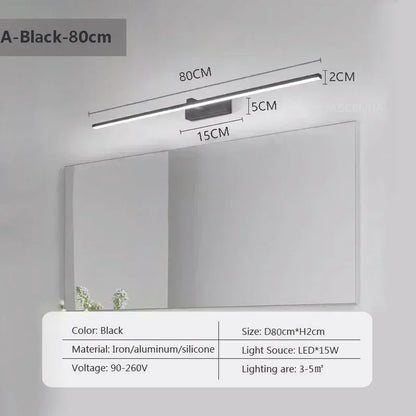 LED Wall Lamp Mirror Decor Lighting 60/80/100cm Long Strip Light