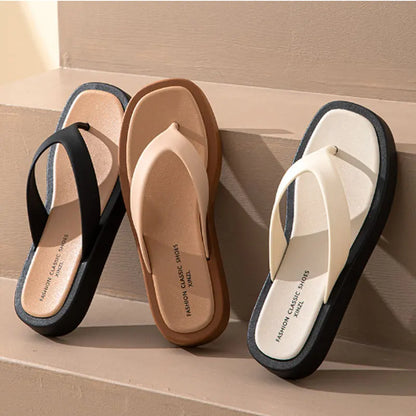 Mixed Platform Flip Flops Thick Bottom Slippers