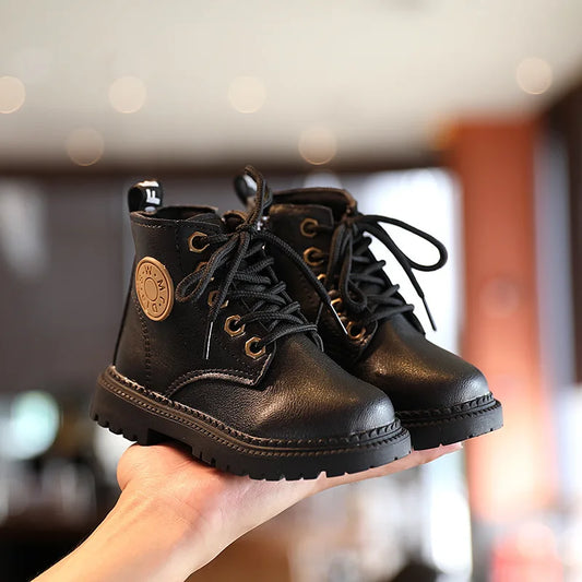 Boys Girls Leather Waterproof Non-slip  Boots