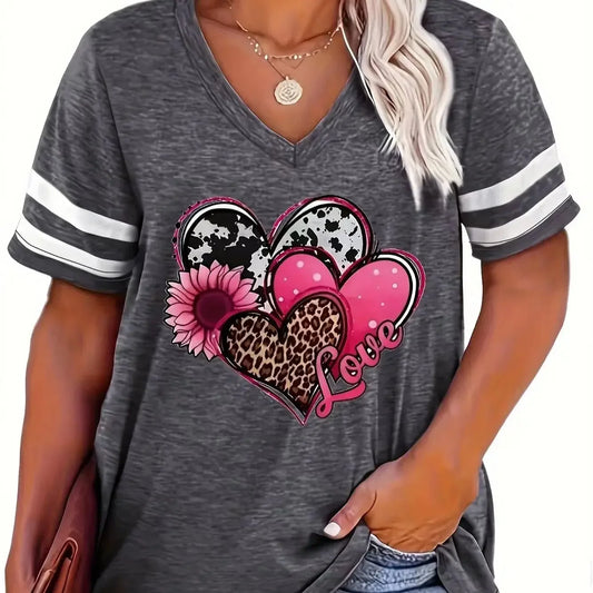New Love Print Casual Short-Sleeved T-Shirt