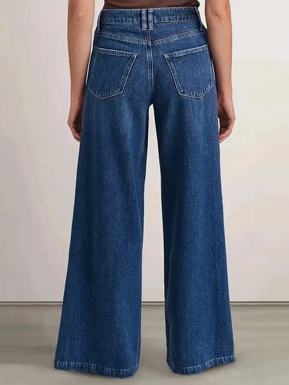 Deep Blue Wide Leg Stylish Denim Jeans