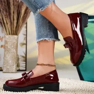 Bow Leather Casual Anti Slip Loafers Shoes