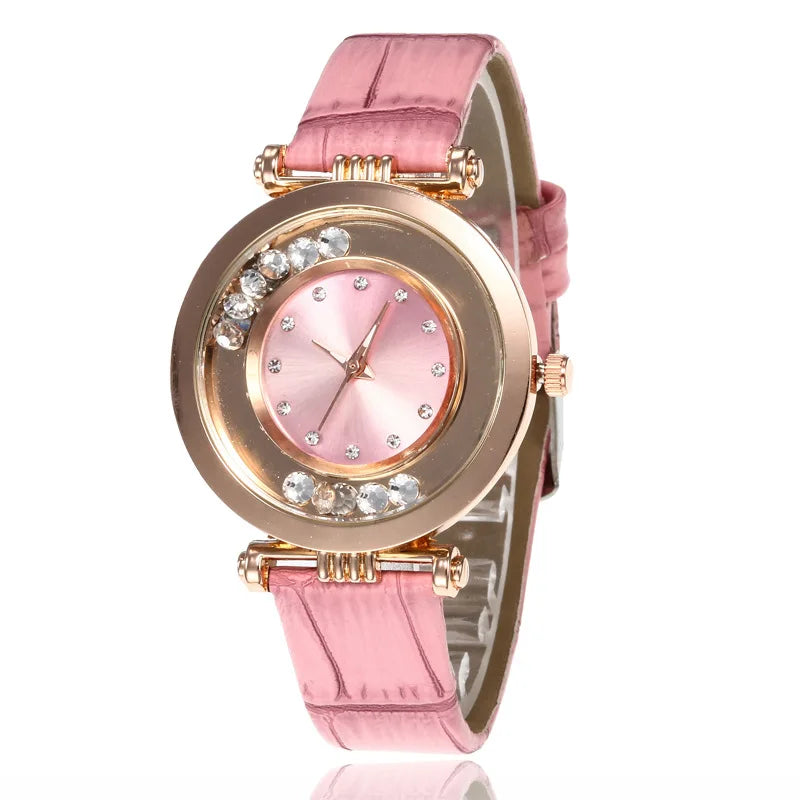Ultra-thin rhinestone quartz watch