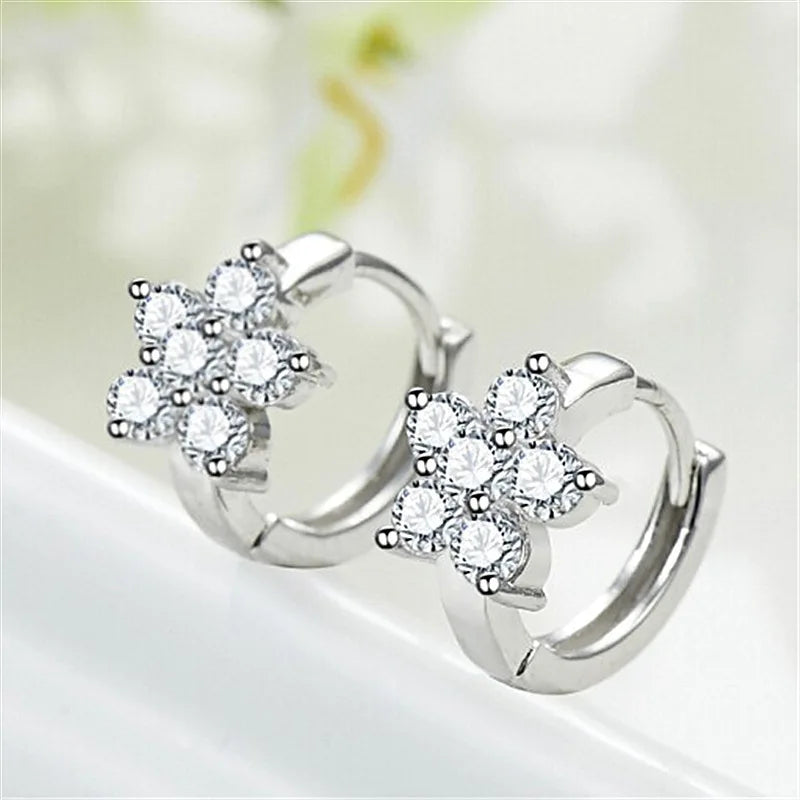 925 Sterling Silver Zircon Buckle Earrings