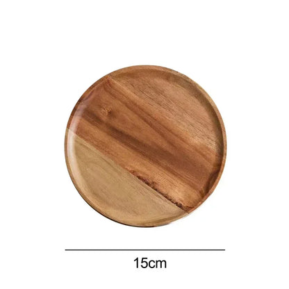 10/15/20/25cm Wooden Round Serving Platter Tray