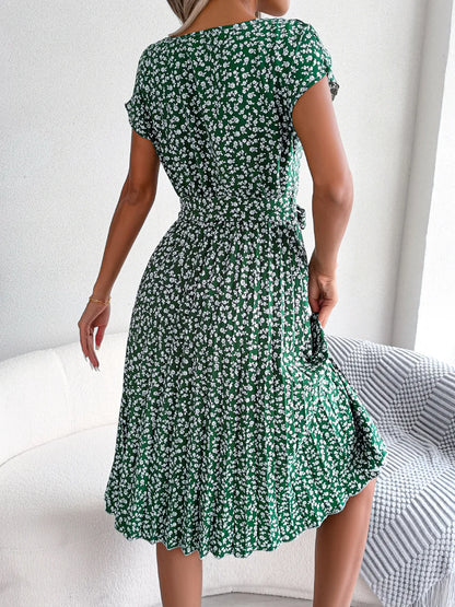 Short Sleeve High Waist Dress