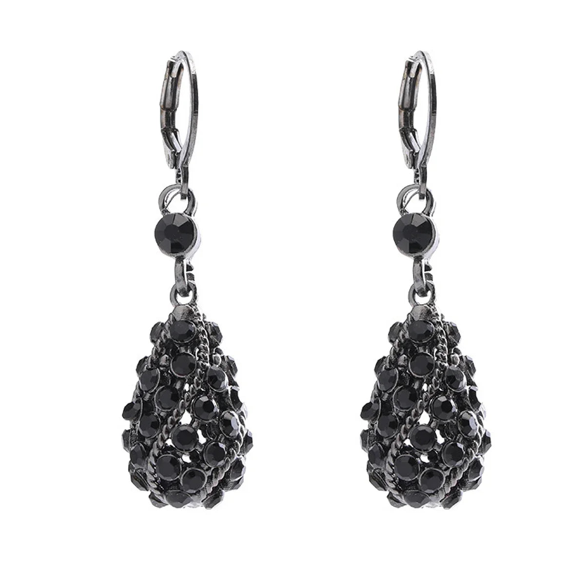 Black Crystal Shiny Rhinestone Water Drop Earring