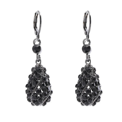 Black Crystal Shiny Rhinestone Water Drop Earring