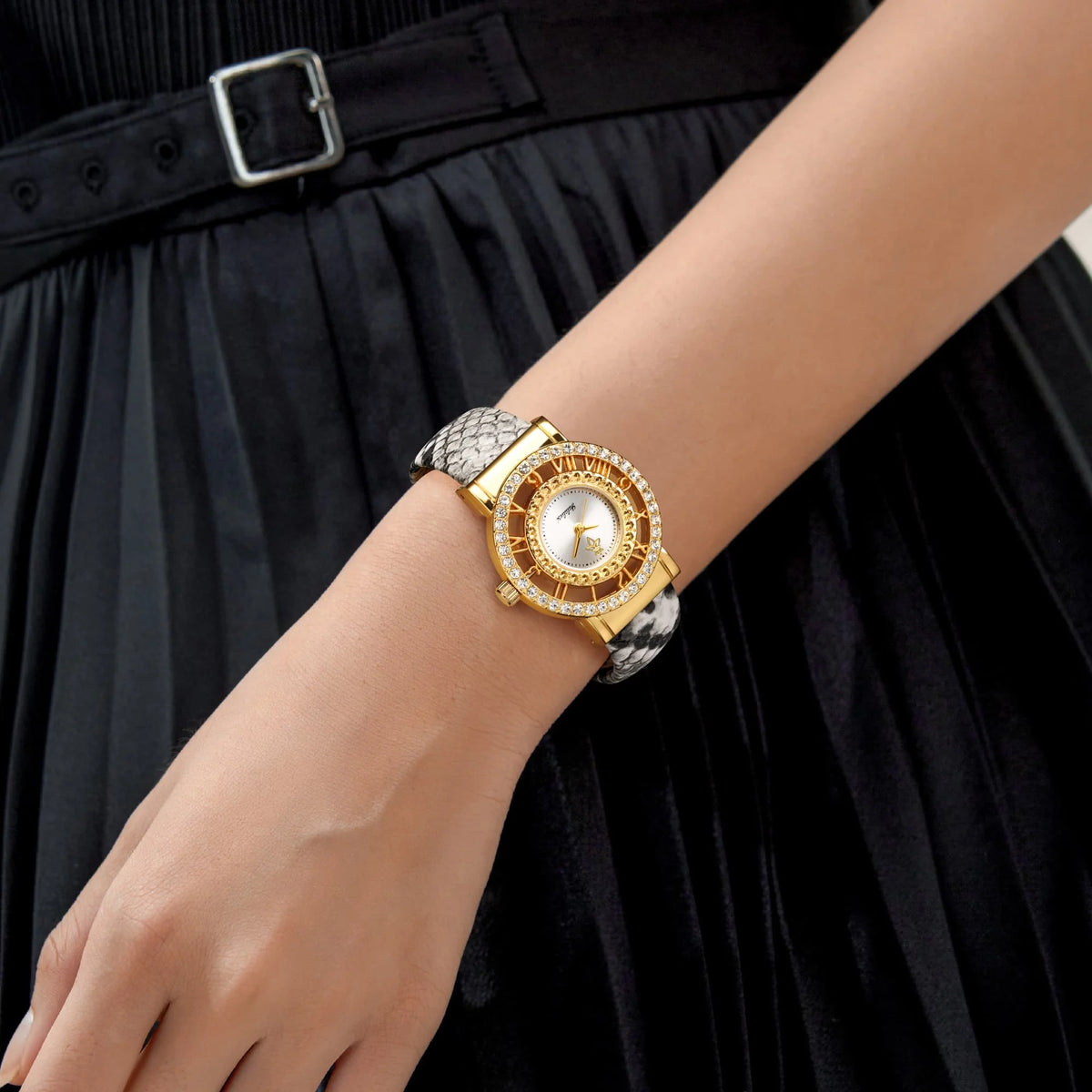 Adjustable Bracelet Skeletonised Dial Distinctive Watch