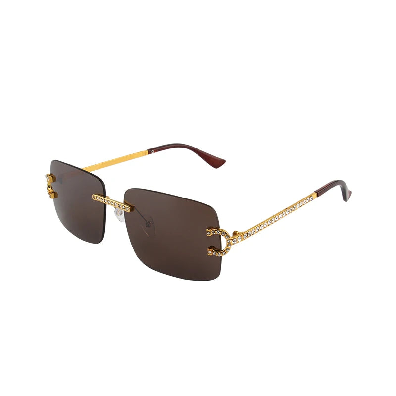 Rimless Square Vintage Diamond Sunglasses