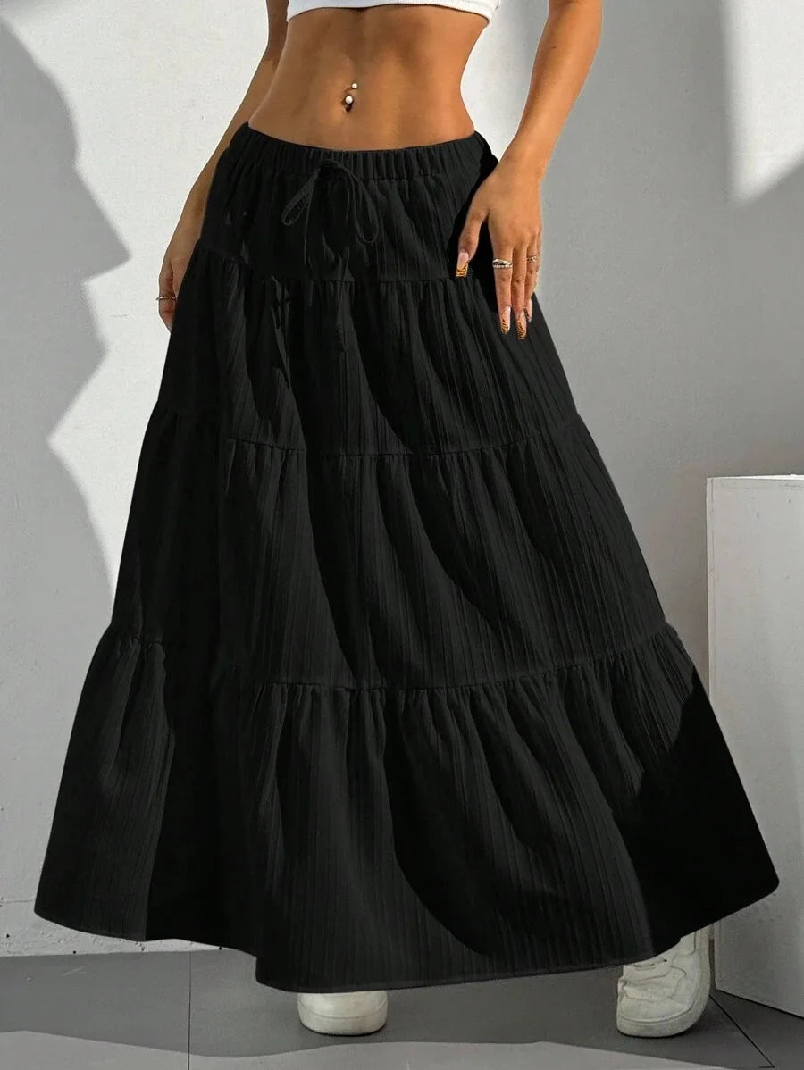 Half-length with straps patchwork large-flared dresses