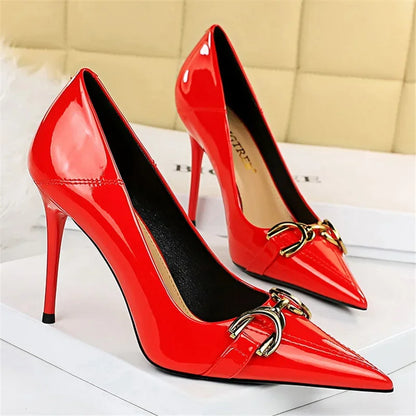Luxury High Heels Metal Buckle Pumps Shoes