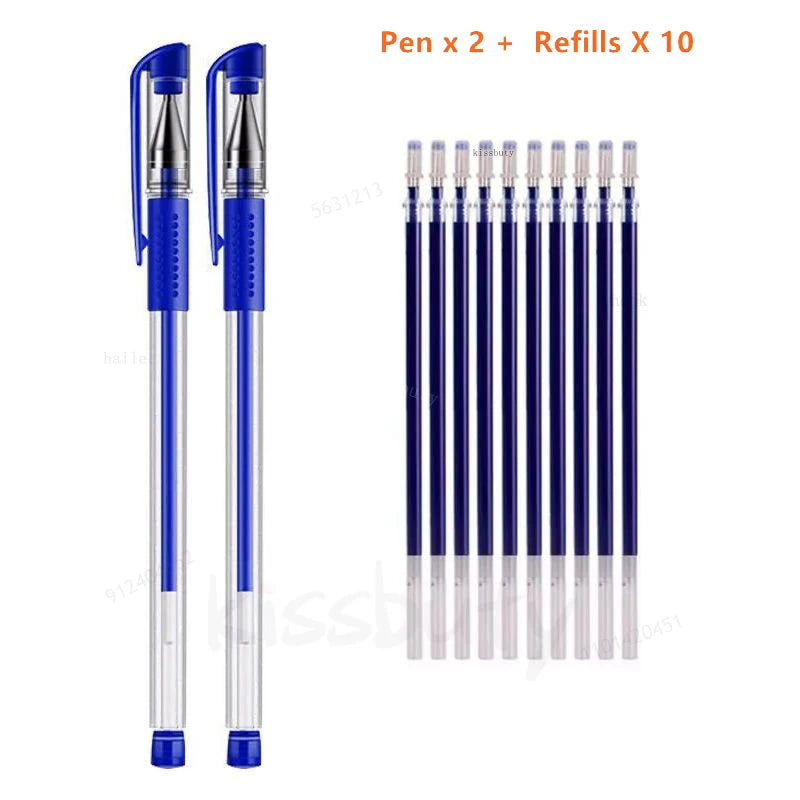 10/12/20/22Pcs Gel Pen Black/Blue ink 0.38/0.5/0.7mm Stationery