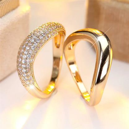White Zircon Stone Vintage Gold Bridal Rings set