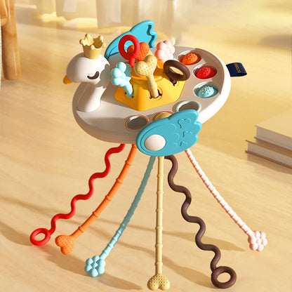 Activity Development Pull String Silicone Teething Rattle Educational Learning Toy