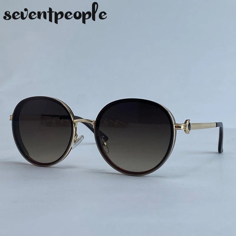 Oversized Round Luxury Vintage Metal Frame Sunglasses