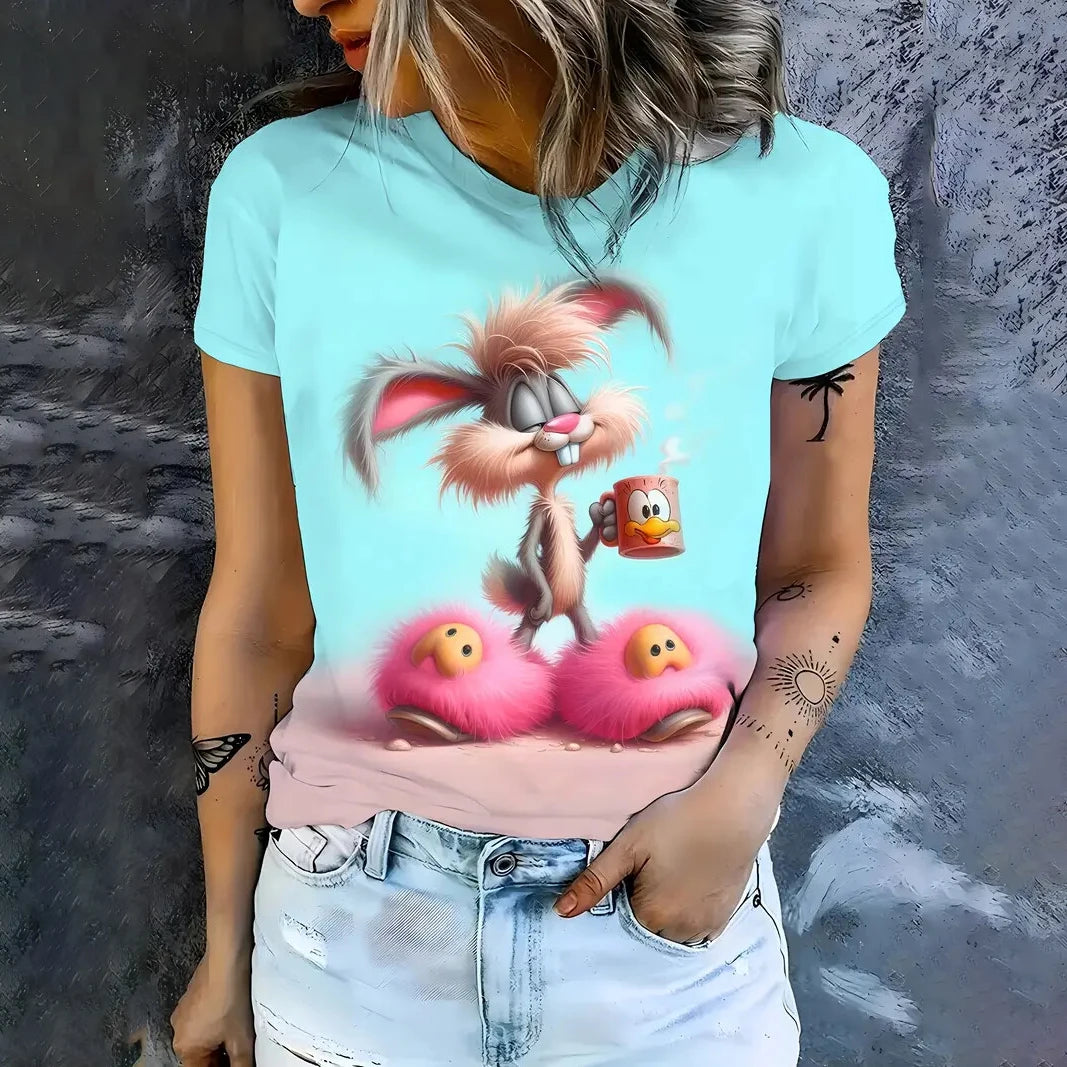 Funny Cartoon Casual Short Sleeve Crew Neck Tee T-Shirts