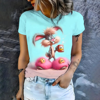 Funny Cartoon Casual Short Sleeve Crew Neck Tee T-Shirts