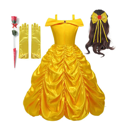 Off Shoulder Yellow Princess Costume Cosplay Dress