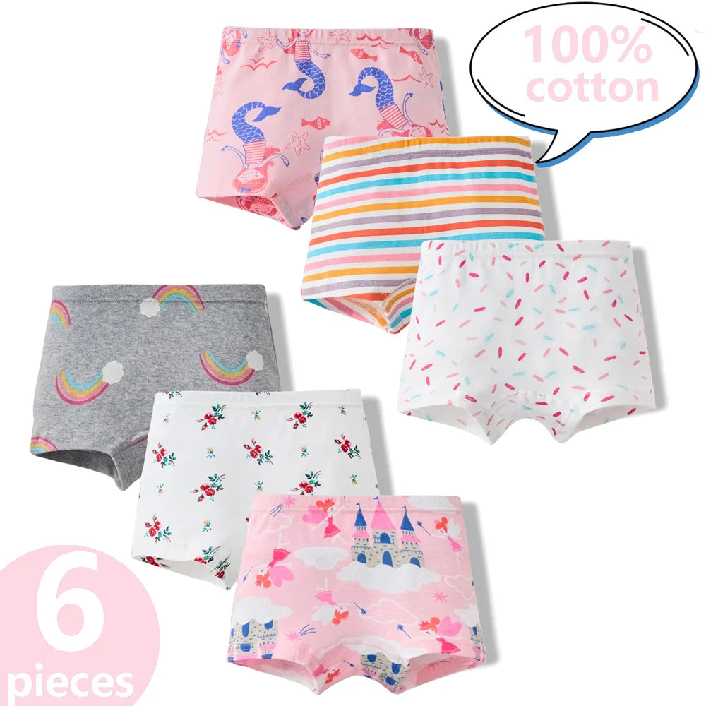 3/6 Pcs 100% Cotton Pretty Cartoon Boxer Set