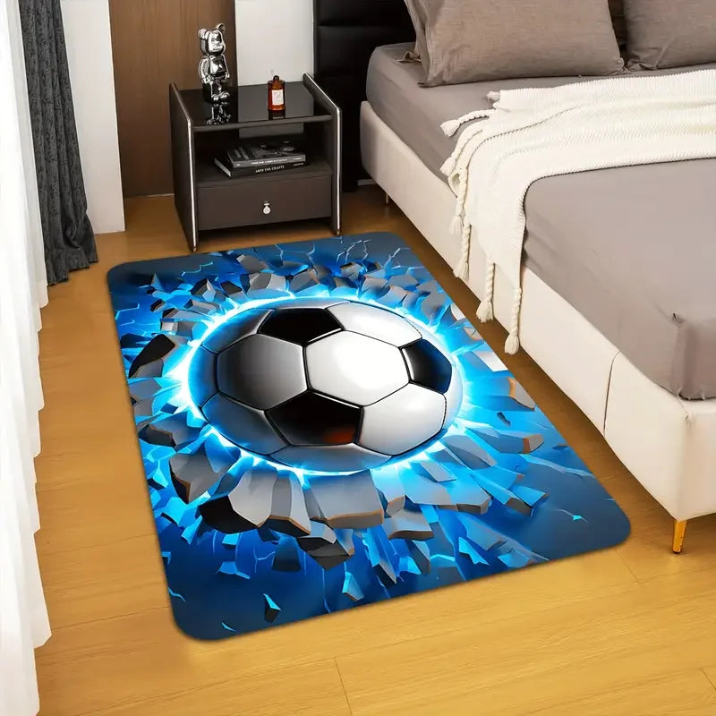 3D Ball Soccer Carpet Living Room Floor Mat Non Slip Kids Play Area Rug