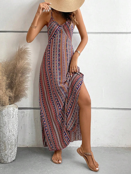 Backless Split Thigh Boho Dress