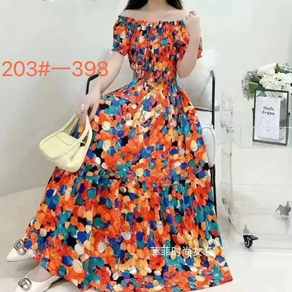 Long Maxi Bohemian Korean Style Floral Vintage Slim Dress Boho