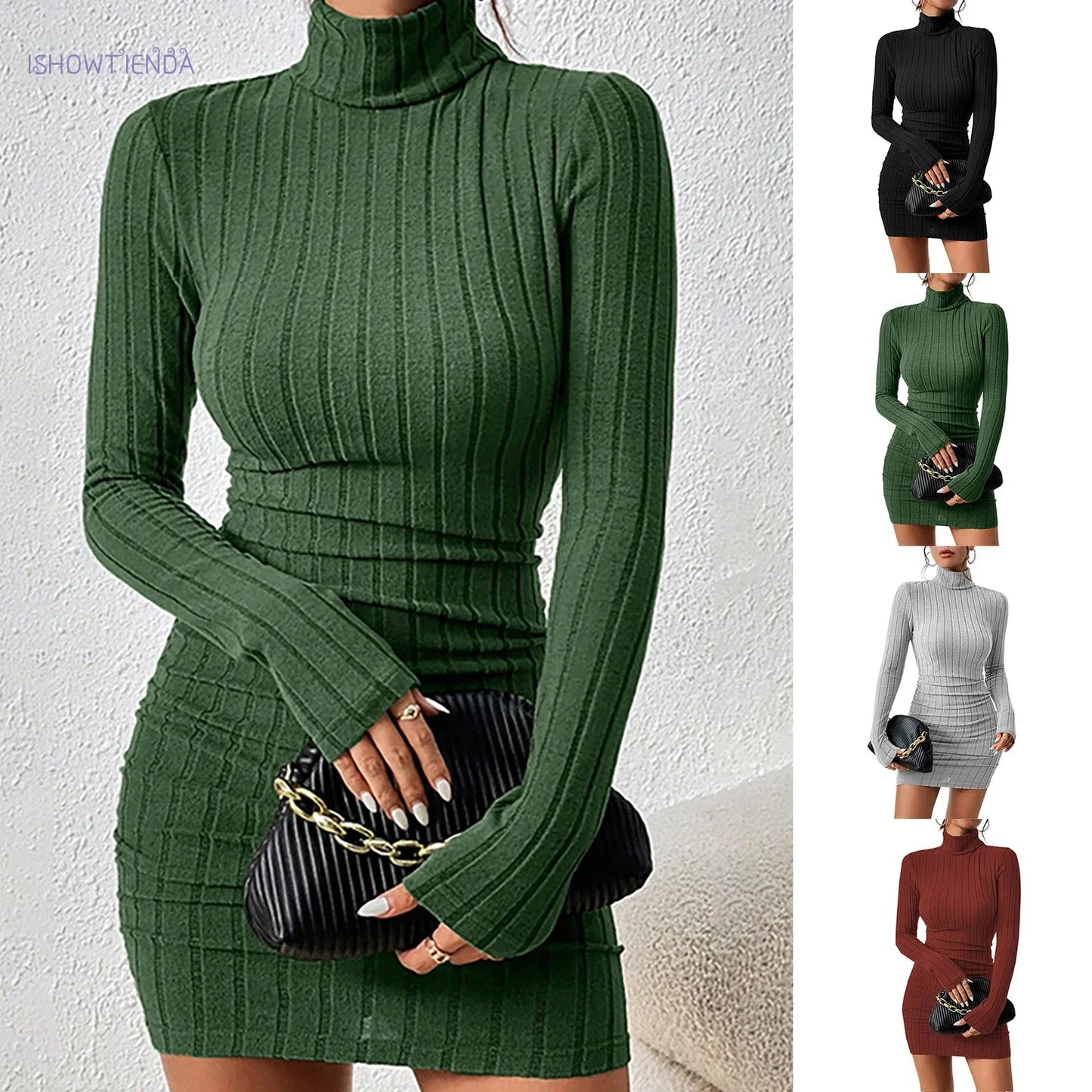 Bottoming Long Sleeves Sexy Mini Dress